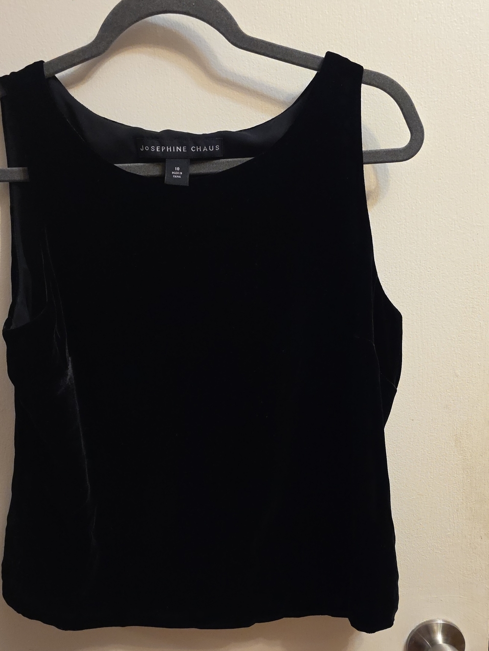 Josephine Chaus Black Velvet Sleeveless Tank Top